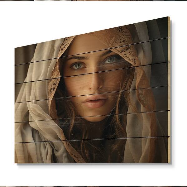 Designart "Islam Art The Veil" Islamic Print on Natural Pine Wood Bed Bath & Beyond 39397173